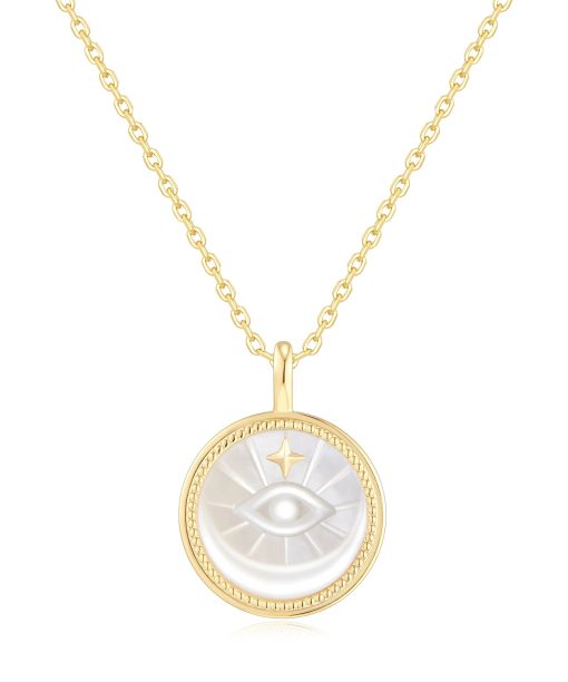 Ania Haie Gold Evil Eye Mother-of-Pearl Medallion Necklace