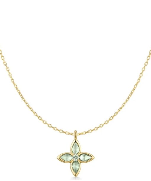 Ania Haie Gold Mint Green Lucky Clover Necklace