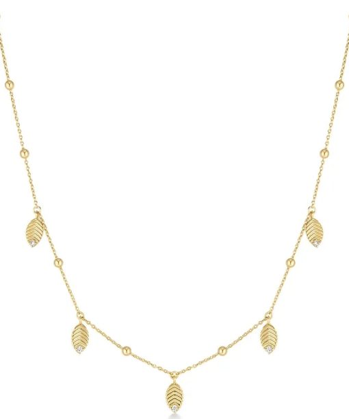 Ania Haie Gold Leaf Station Necklace