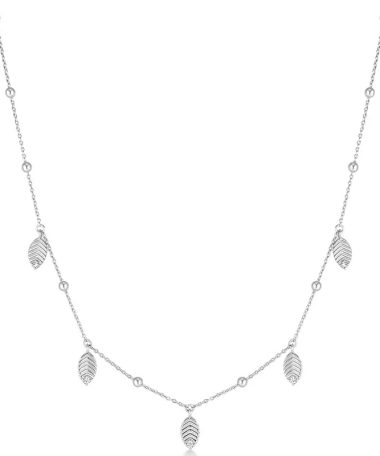 Ania Haie Silver Leaf Station Necklace