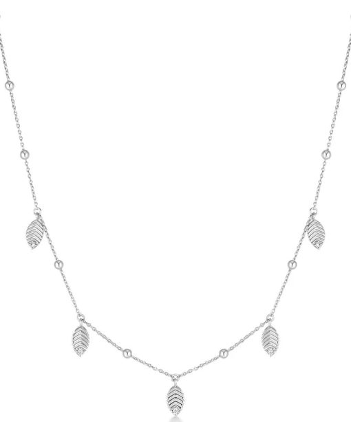 Ania Haie Silver Leaf Station Necklace