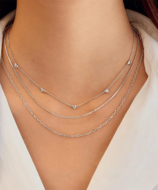 Alternative view of Ania Haie Silver Pavé Puffed Heart Station Necklace