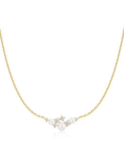 Ania Haie Silver Shell Pearl Cluster Necklace