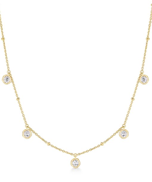 Ania Haie Gold Molten Bezel-Set Droplet Station Necklace