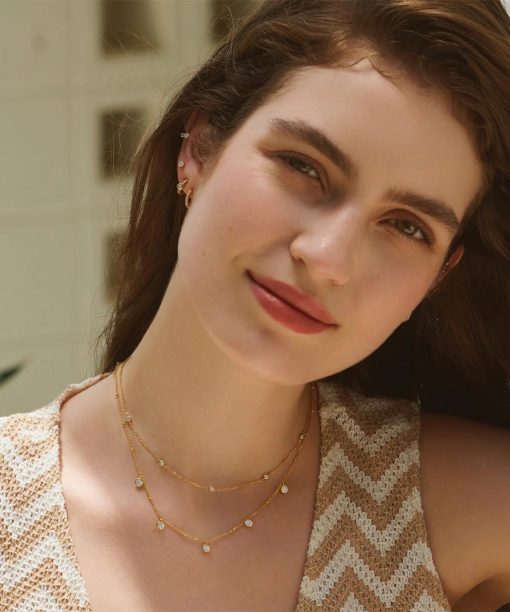 Alternative view of Ania Haie Gold Molten Bezel-Set Droplet Station Necklace