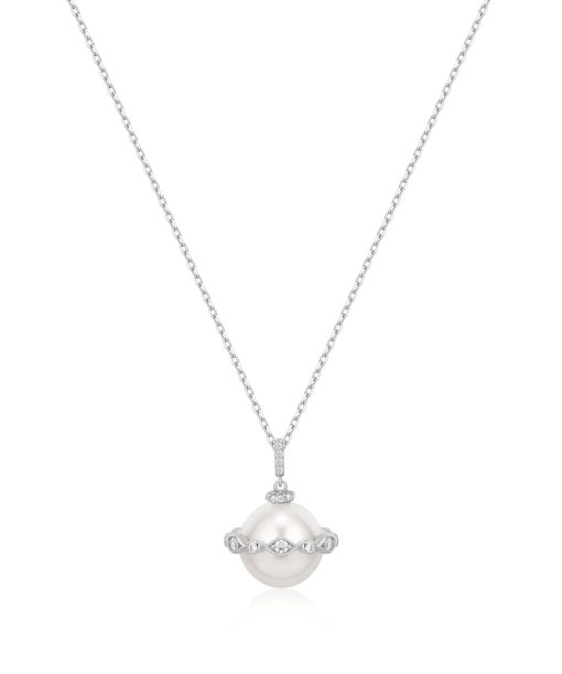 Ania Haie Silver Shell Pearl Halo Evil-Eye Necklace