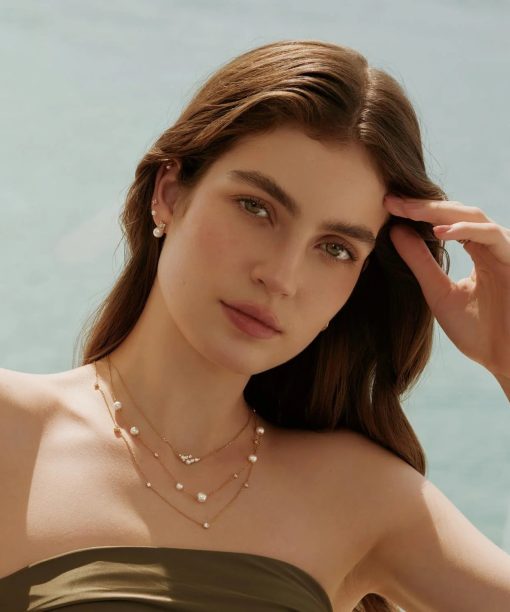 Alternative view of Ania Haie Gold Asymmetric Shell Pearl Station Necklace