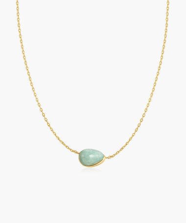Ania Haie Gold Bezel Amazonite Organic Dome Pebble Necklace