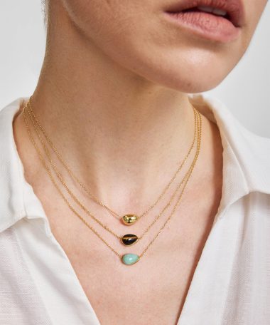 Alternative view of Ania Haie Gold Bezel Tiger's Eye Organic Dome Pebble Necklace