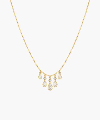 Ania Haie Gold Bezel-Set Teardrop Cascade Necklace