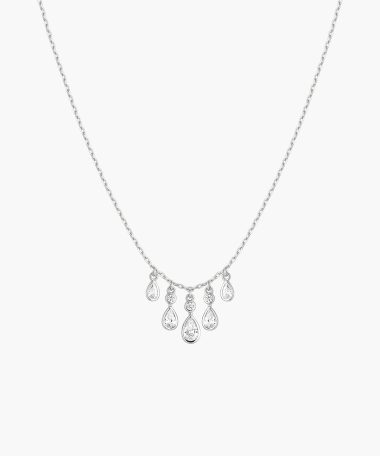 Ania Haie Silver Bezel-Set Teardrop Cascade Necklace