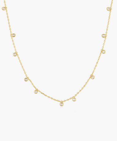 Ania Haie Gold Bezel-Set Droplet Station Necklace