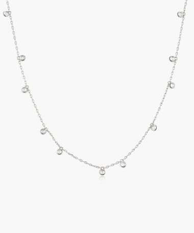 Ania Haie Silver Bezel-Set Droplet Station Necklace