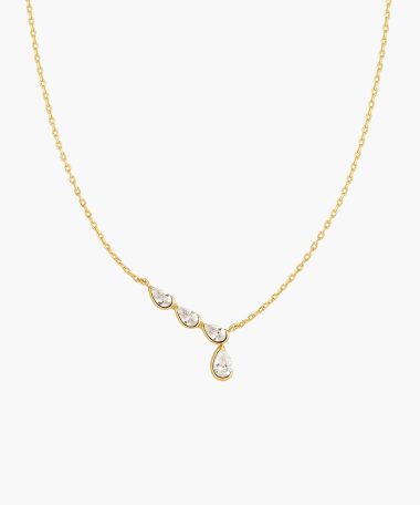 Ania Haie Gold Half-Bezel Angled & Dangle Teardrop Necklace