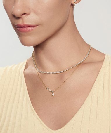 Alternative view of Ania Haie Gold Half-Bezel Angled & Dangle Teardrop Necklace