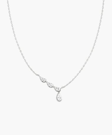 Ania Haie Silver Half-Bezel Angled & Dangle Teardrop Necklace