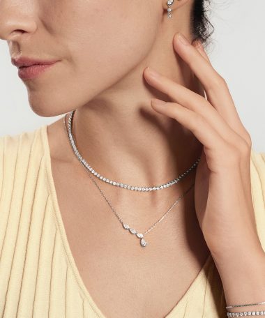 Alternative view of Ania Haie Silver Half-Bezel Angled & Dangle Teardrop Necklace