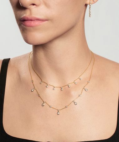 Alternative view of Ania Haie Gold Bezel Round & Teardrop Drop Station Necklace