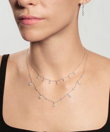 Alternative view of Ania Haie Silver Bezel Round & Teardrop Drop Station Necklace