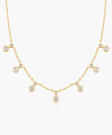 Ania Haie Gold Graduated Bezel Round Drop Station Necklace