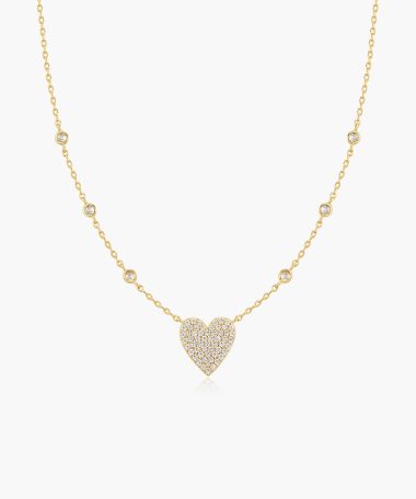 Ania Haie Gold Pavé Heart with Bezel Station Necklace