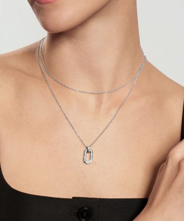 Alternative view of Ania Haie Silver Sparkling Oval Hoop Pendant Necklace