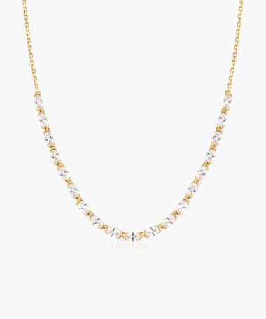 Ania Haie Gold Half-Bezel Oval Half-Tennis Necklace