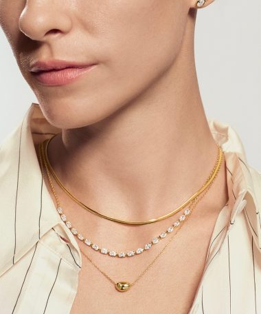 Alternative view of Ania Haie Gold Half-Bezel Oval Half-Tennis Necklace