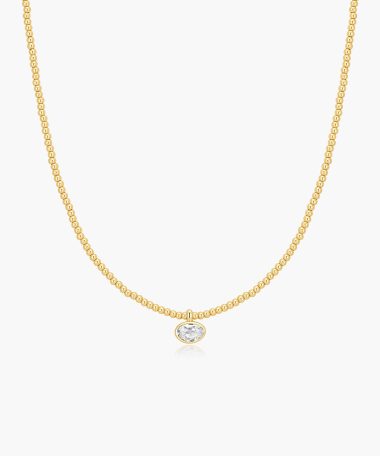 Ania Haie Gold Bezel Organic Pebble Beaded Necklace