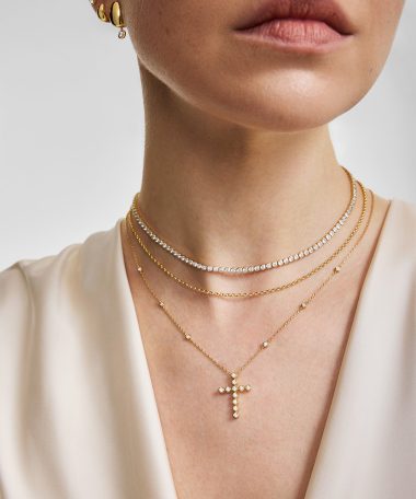 Alternative view of Ania Haie Gold Half-Bezel Round Tennis Necklace
