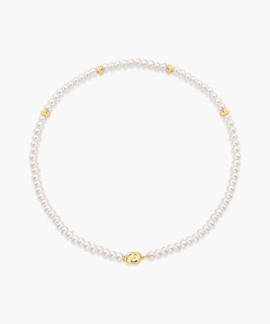 Ania Haie Gold Glass Pearl Beaded Twist Station Necklace