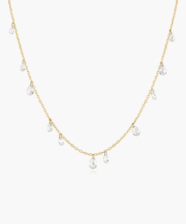 Ania Haie Gold Ethereal Teardrop Dangle Station Necklace
