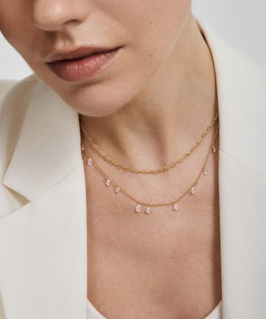 Alternative view of Ania Haie Gold Ethereal Teardrop Dangle Station Necklace