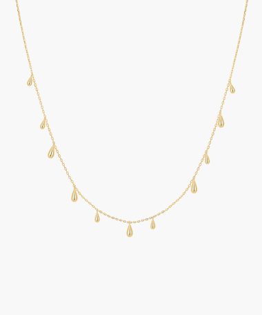 Ania Haie Gold Polished Teardrop Dangle Station Necklace