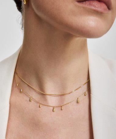 Alternative view of Ania Haie Gold Polished Teardrop Dangle Station Necklace