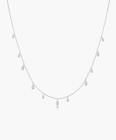 Ania Haie Silver Polished Teardrop Dangle Station Necklace