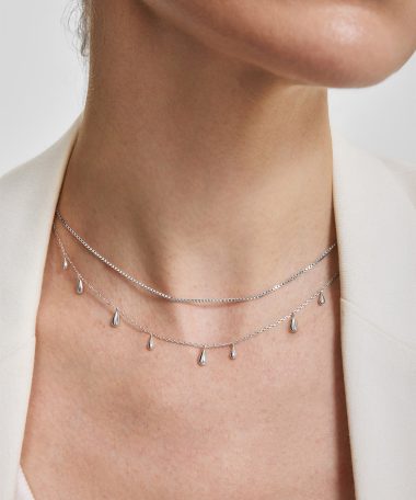 Alternative view of Ania Haie Silver Polished Teardrop Dangle Station Necklace