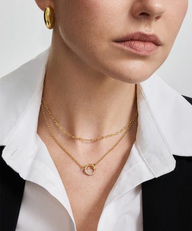 Alternative view of Ania Haie Gold Half Pavé & Polish Hoop Necklace