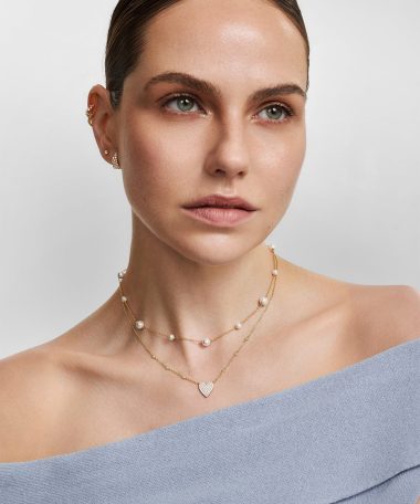 Alternative view of Ania Haie Gold Alternating Shell Pearl Station Necklace