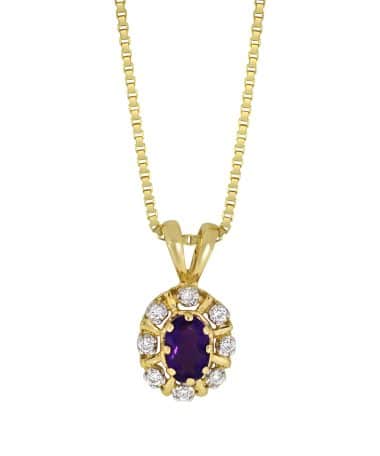 Diana Diamantanheng i Gult Gull med Ametyst og 0.08ct TW/SI Diamanter