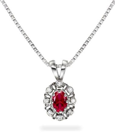 Diana Diamantanheng med rubin og diamanter 0,08ct TW/SI