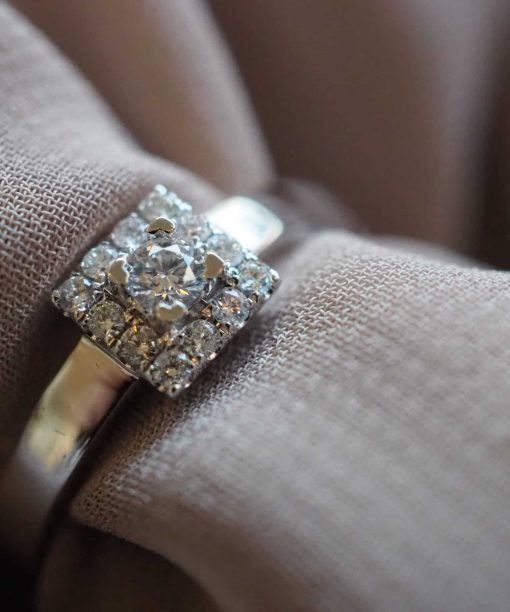 Alternative view of Diamantring firkantet ramme tot. 0,30ct TW Si