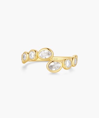 Ania Haie Gold Organic Pebble Spiral Bezel Adjustable Ring