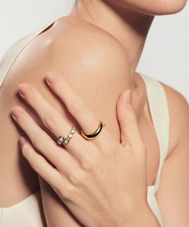 Alternative view of Ania Haie Gold Organic Pebble Spiral Bezel Adjustable Ring