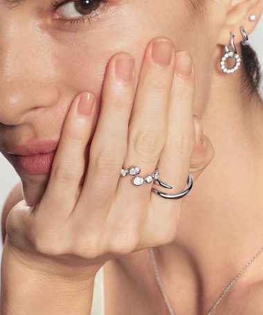 Alternative view of Ania Haie Silver Organic Pebble Spiral Bezel Adjustable Ring