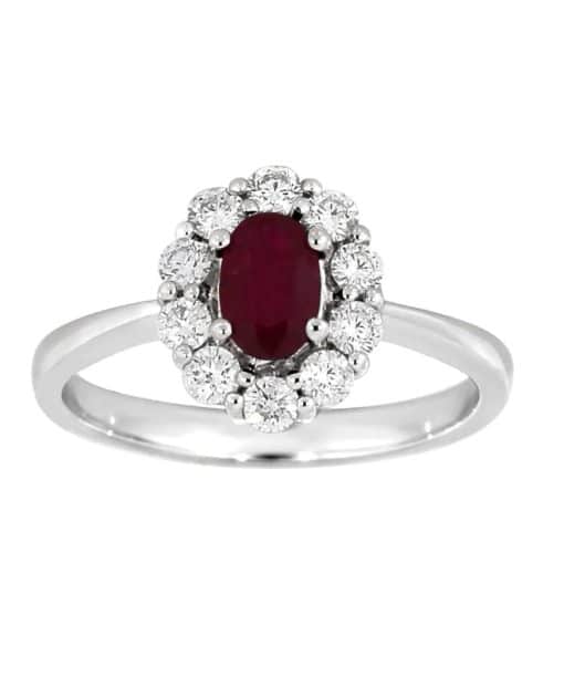 Diana Diamantring med rubin i hvitt gull, 0.50ct TW/SI