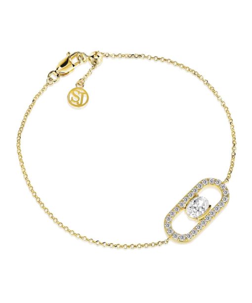 Sif Jakobs Bracelet Ellisse Carezza - 18k Gold Plated, With White Zirconia