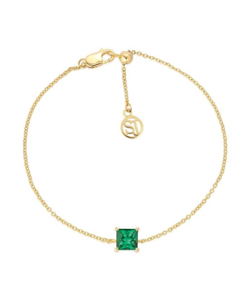 Sif Jakobs Bracelet Ellera Quadrato - 18k Gold Plated, With Green Zirconia