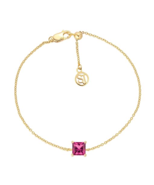 Sif Jakobs Bracelet Ellera Quadrato - 18k Gold Plated, With Pink Zirconia