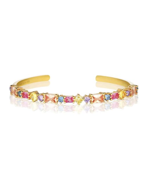 Sif Jakobs Bangle Ivrea - 18k Gold Plated, With Multicoloured Zirconia